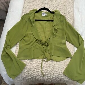 PRINCESS POLLY Green Ruffle Blouse